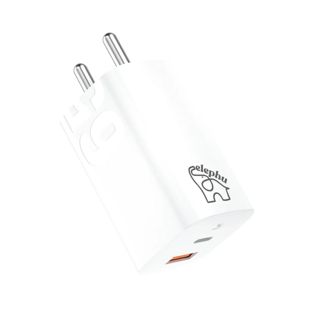 Elephu 65U 65W GaN Fast Charger | Dual Port (USB-C PD & USB-A) Power Adapter for Laptops, Tablets & Phones